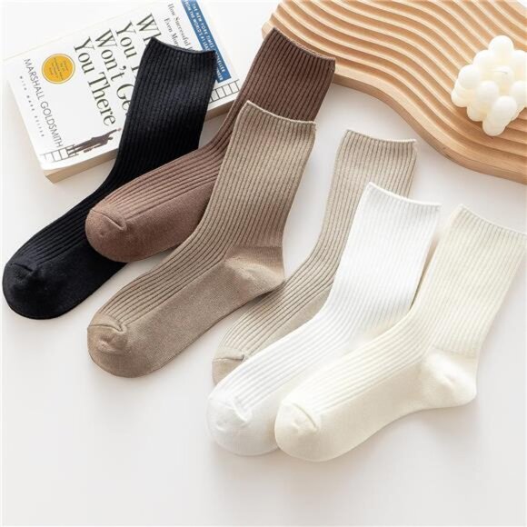 Women's Cute Crew Socks Casual‎ Athletic Aesthetic Neutral Cotton 6 Pack Socks - Picture 2 of 6